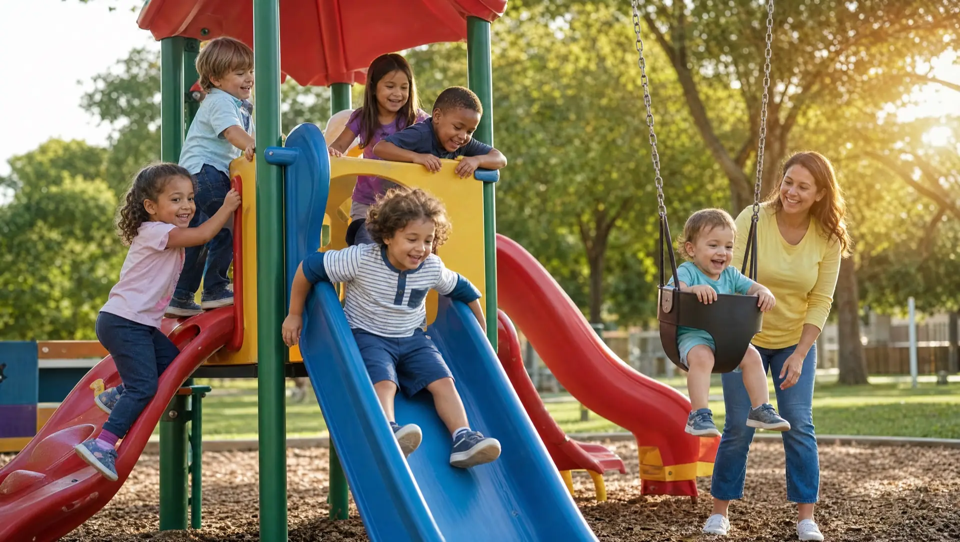 Children playing outside on the playground (illustrative photo)