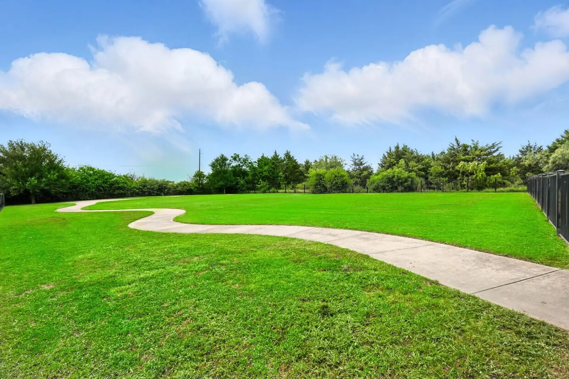 Winding path across the lawn