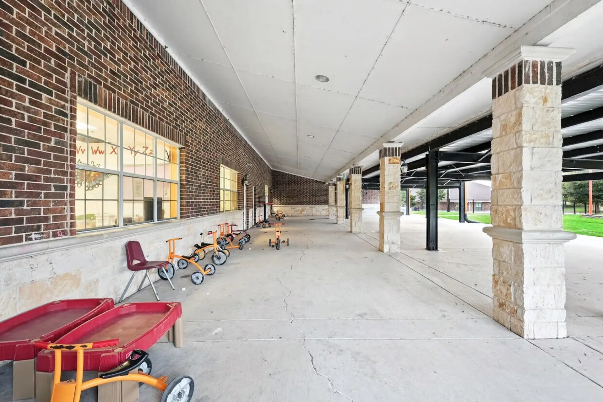Covered trike track along the classrooms