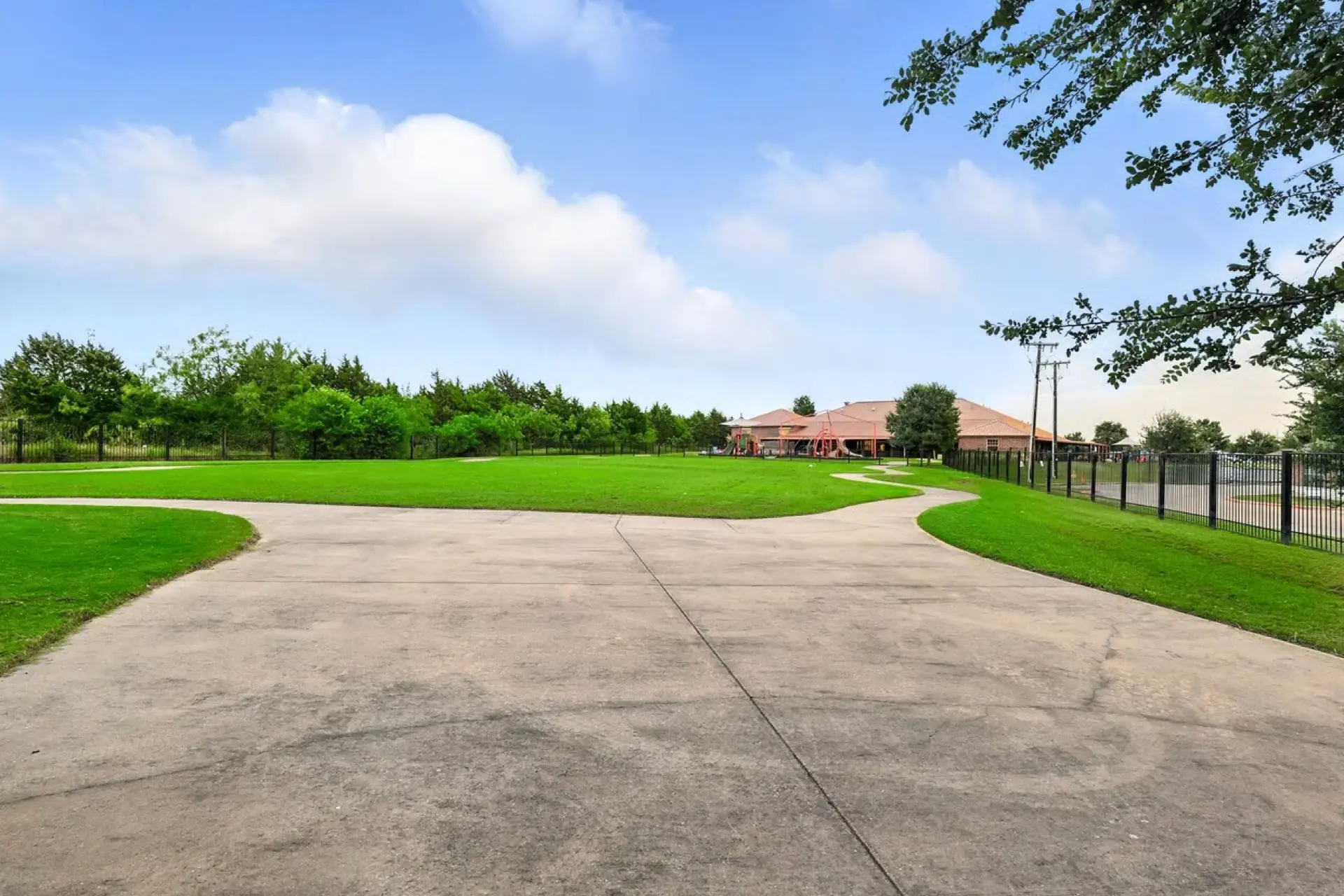 Looking across the campus to the school