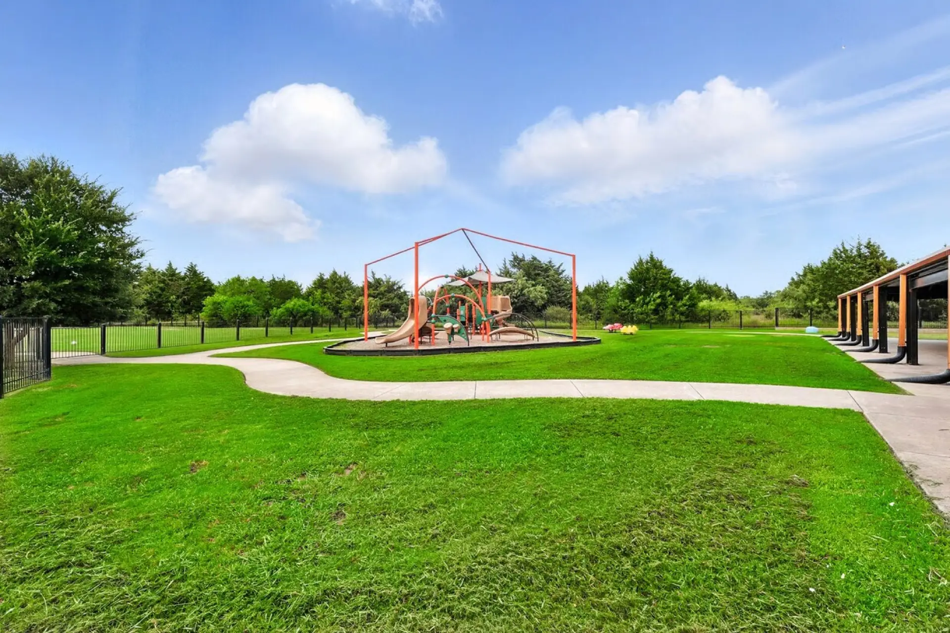 Playground seen from the walking path