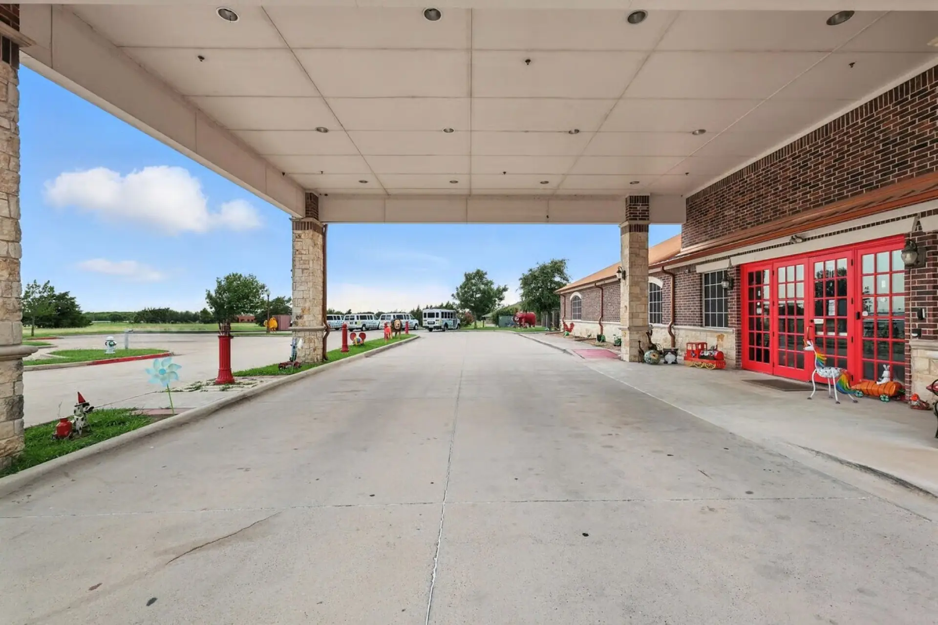Covered drive-through at drop-off